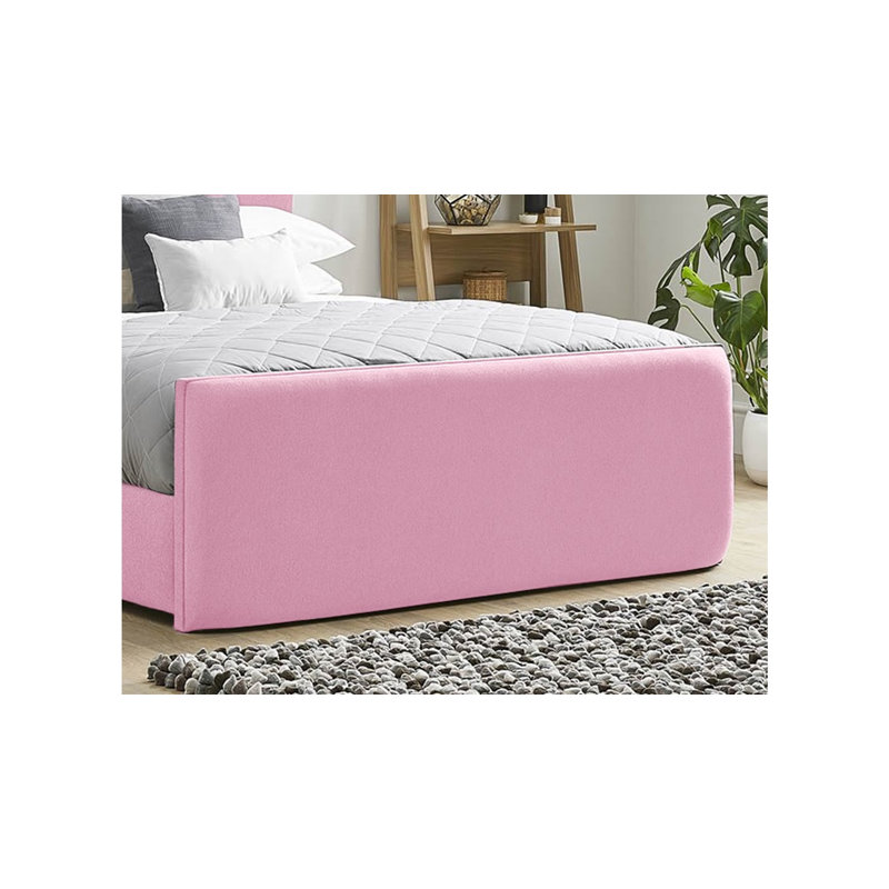 Ledley Kailua Upholstered Bed Frame - Plush Velvet with Headboard and Sprung Slats, Pink, Kingsize (5')