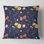 Orange and Yellow Wild Flowers On Dark Blue - Traditional Printed Throw Pillow