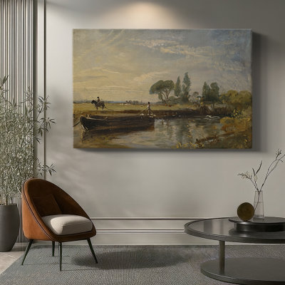 John Constable "View on the Stour near Dedham (Oil Sketch)" - Museum Quality Gallery Wrapped Canvas Wall Art