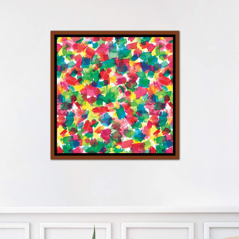 «Spring Colors Multicolored» par Ninola Design - reproduction d'art, H 26 po x l 26 po x P 1,5 po, Pas de tapis