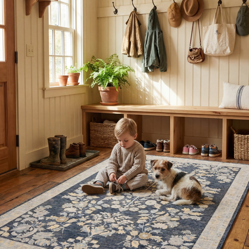  Talora Indoor/Outdoor Traditional Area Rug, Rectangle 8'6'' x 11'6'', Green