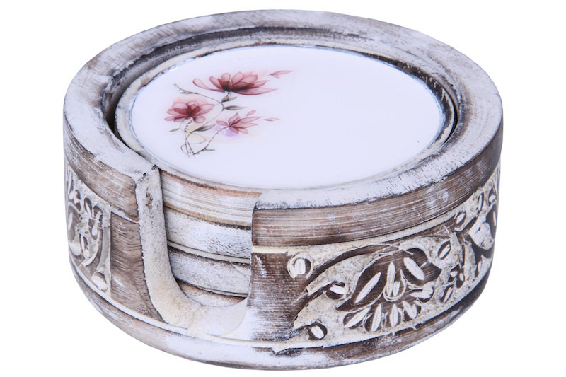 Ensemble de sous-verres 5 pièces avec support