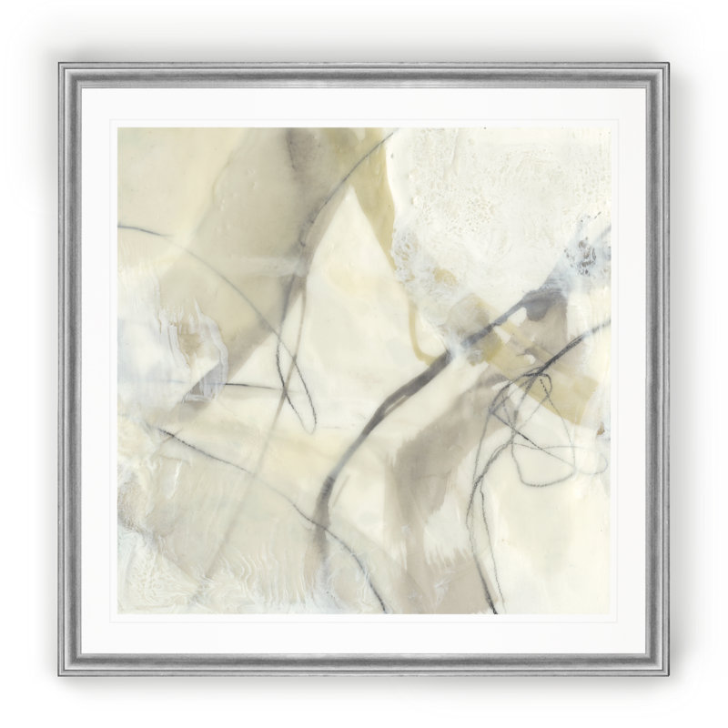 «Flowing Neutrals IV», reproduction d'art sur toile, H 17,5 po x l 17,5 po x P 1,5 po, Cadre argenté