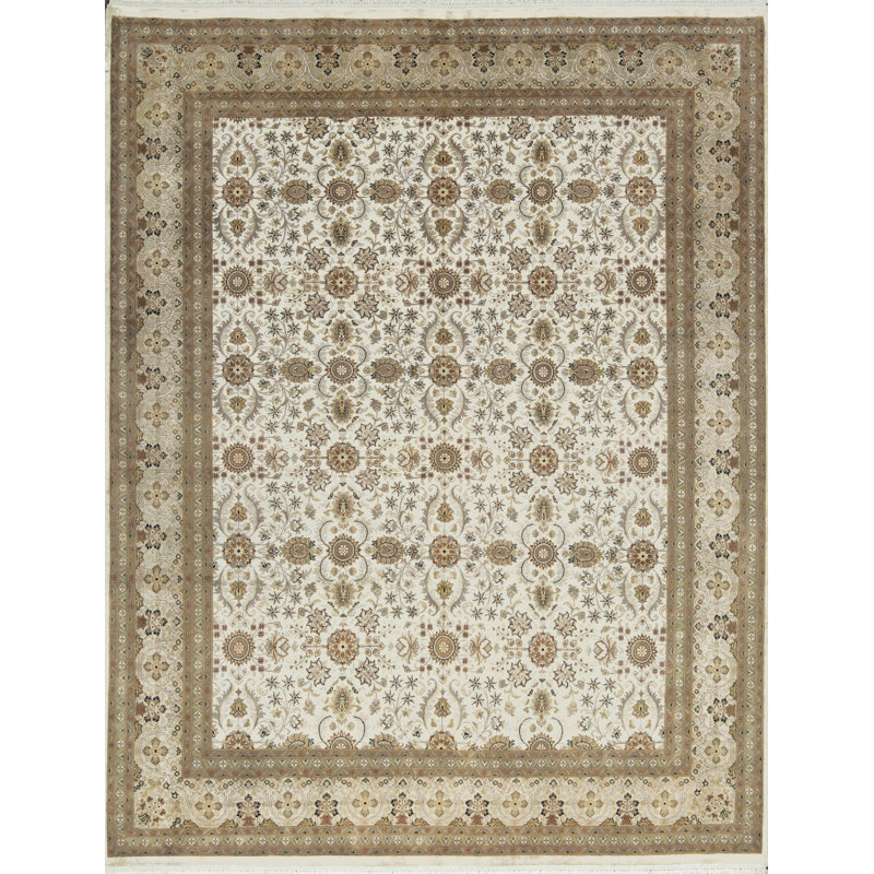 One-of-a-Kind Hand-Knotted High-Quality Ivory/Beige/Gray Area Rug