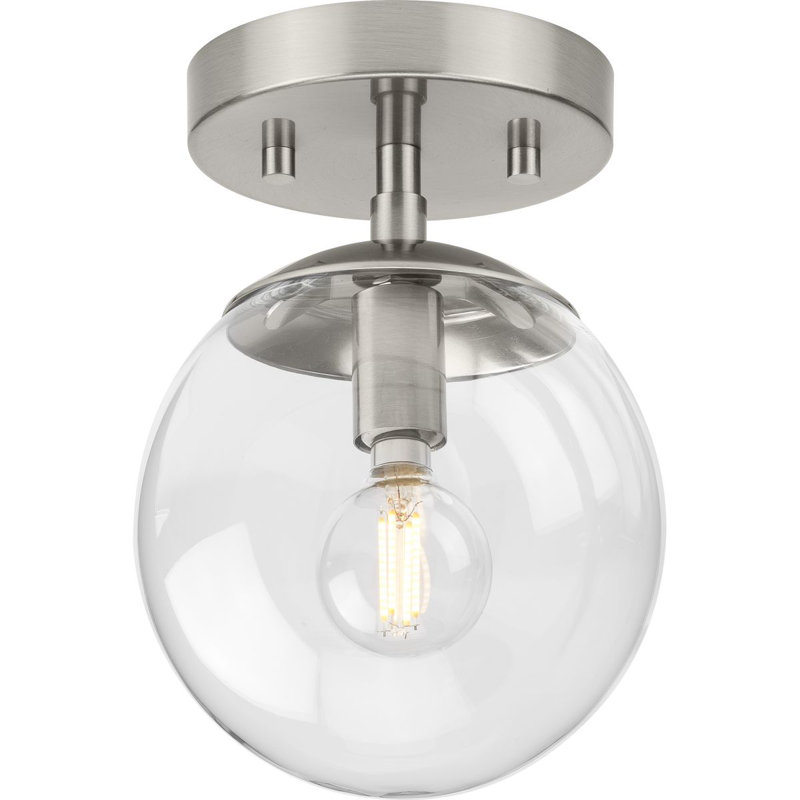 Sasheer Glass Semi Flush Mount, Nickel brossé
