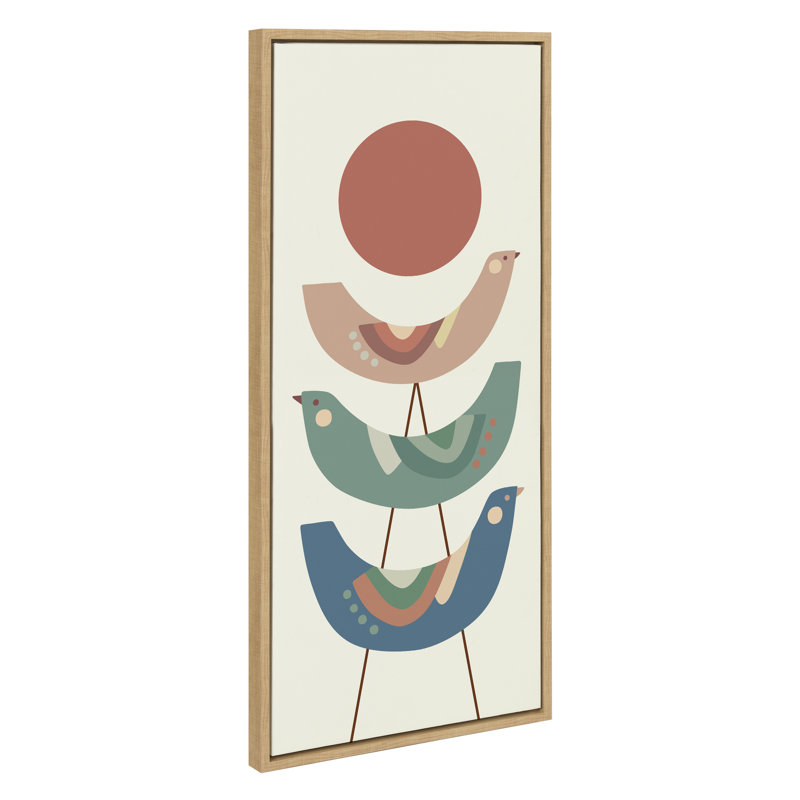 «Under the Sun» par Rachel Lee, 3 oiseaux, reproduction d'art sur toile encadrée