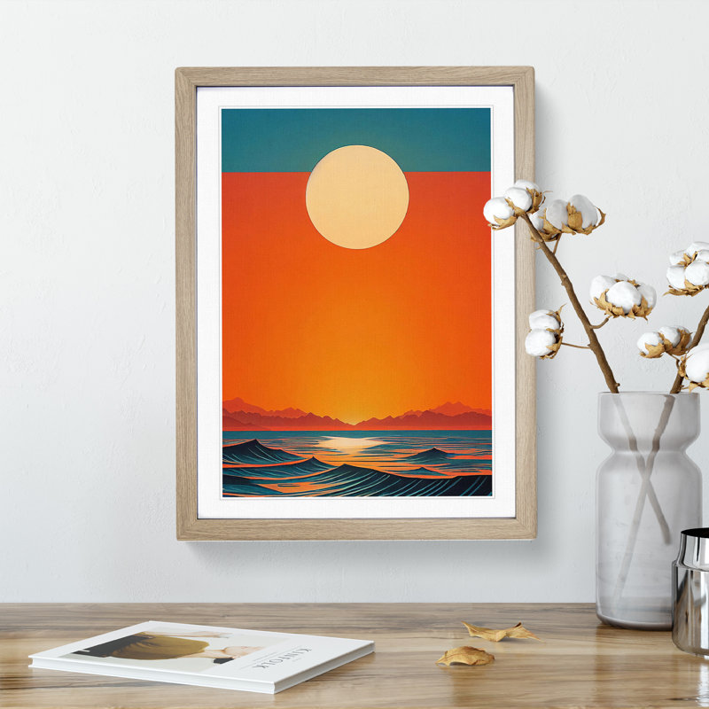 Wild Ocean Sunset Abstract Framed Print, 46cm H x 34cm W x 2cm D, Oak Framed