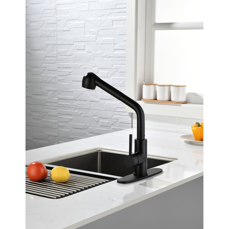 Robinet de lavabo rétractable noir mat, robinet de cuisine à poignée simple avec bec pivotant sur 360 °. Corrosion et rouille - Revêtement pour une utilisation à long terme. Ajustez facilement la température de l'eau à l'aide d'une poignée. Acier inoxydable