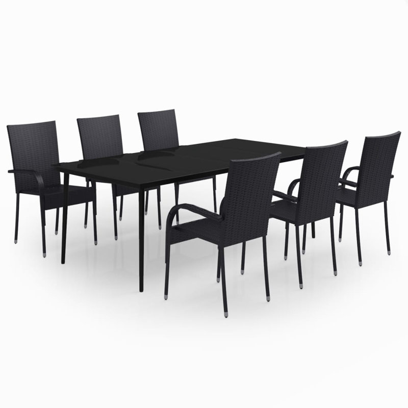 Rectangular 6 - Person Dining Set, Black