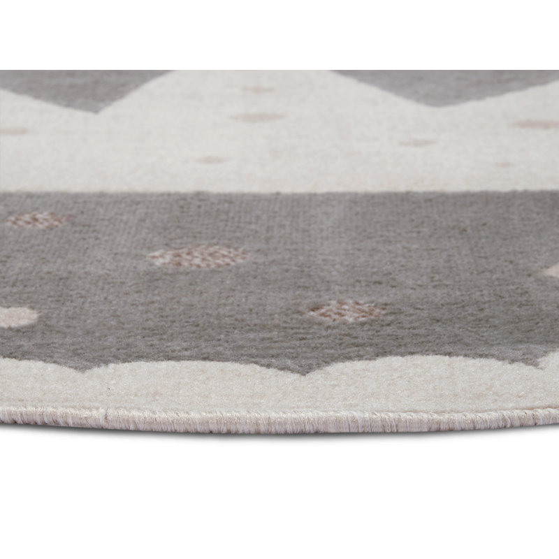 Adventures Children Grey Rug, Round 100cm