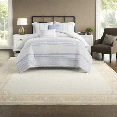 Ensemble de literie en jacquard de coton Modern Farmhouse, conception multicolore, 5 pièces pour le confort de la maison