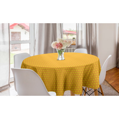 Ambesonne Pop Art Round Tablecloth, Vintage Retro 50S 60S Image With Polka Dots Pattern Design Print, Circle Table Cloth Cover For Dining Room Kitchen -  East Urban Home, F74AF5E0FF5D4D36973AD3AFF9AFBEE7
