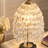 19" Modern Crystal Grape Table Lamp, Bead String Shade Nightstand Light with Marble Textured Base