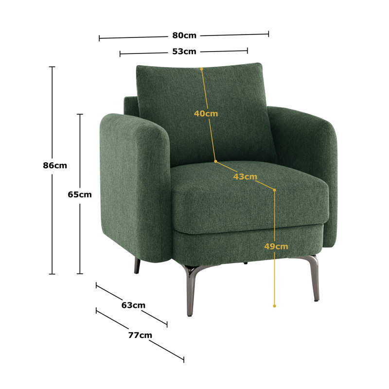 Sofia 1 Seater Fabric Accent Chairs, Green