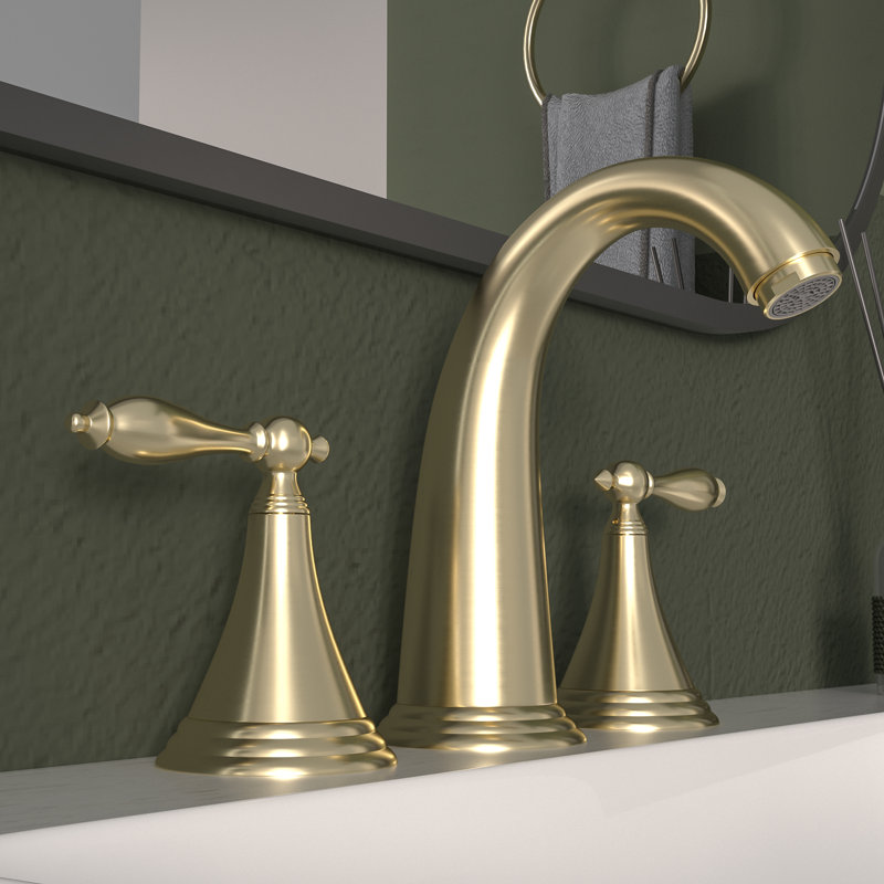 Widespread 2-handle Bathroom Faucet with Drain Assembly, Brushed Gold
