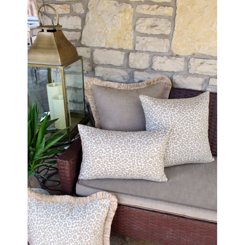 Sallie Duncan Designs Square Indoor/Outdoor Pillow Cover & Insert, Tan/White, Rectangular