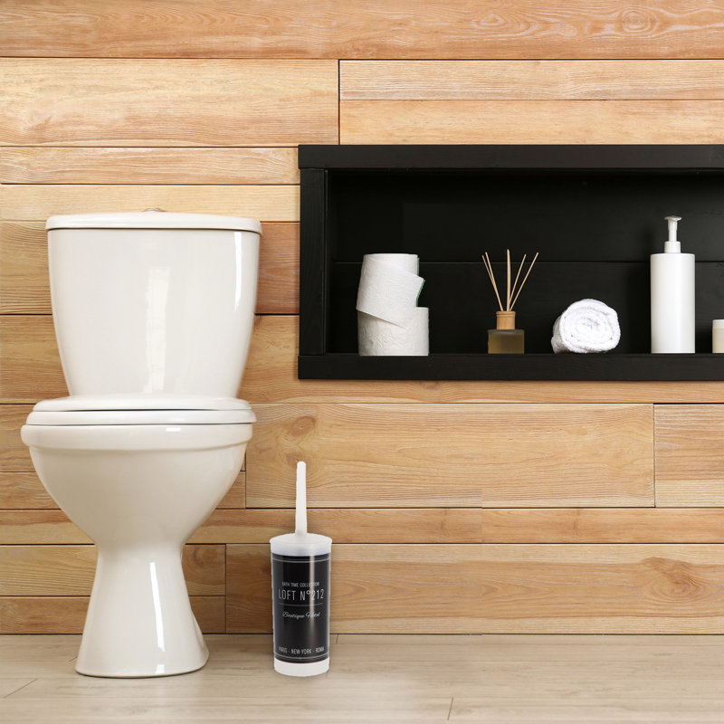 Evideco Plastic Toilet Brush And Holder, Black