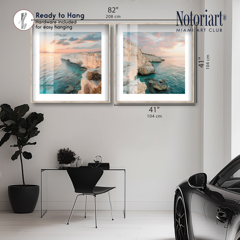 Décoration murale bord de mer Serene, H 40 po x l 80 po, Cadre blond