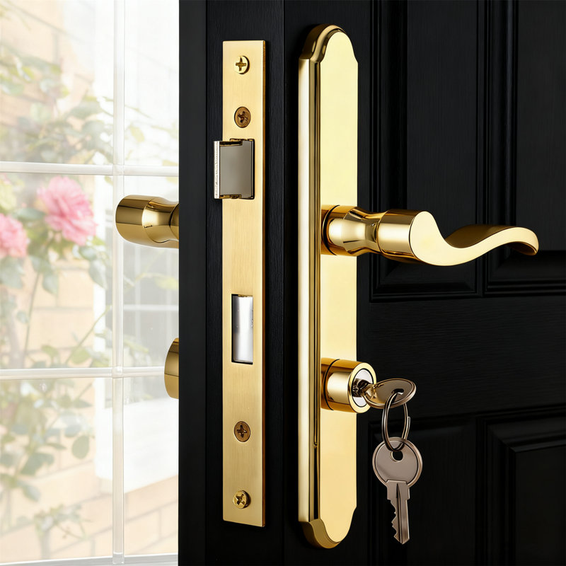 Mortise Keyed Storm Door Handle Set With Deadbolt, Flat Slot Lever For Screen & Storm Doors, Adjustable Backset Lock