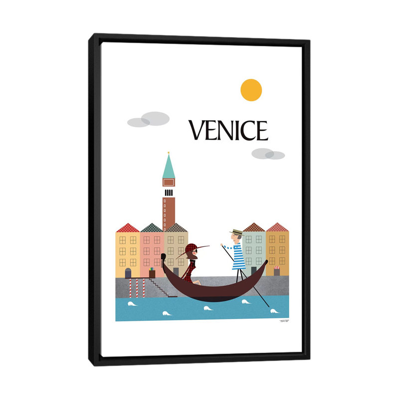 « venice », impression sur toile, H 26 po x l 18 po x P 1,5 po, Toile avec cadre noir, Pas de tapis