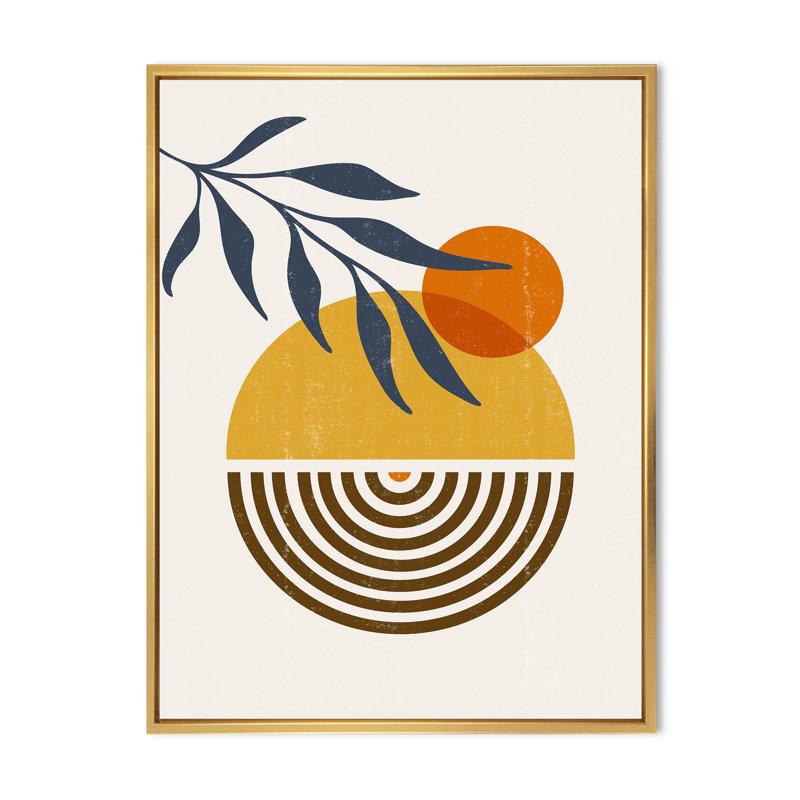 Botanical Minimalist Leaf with Abstract Shapes IV - Photographie à cadre flottant sur toile, H 40 po x l 30 po x 1,5 po