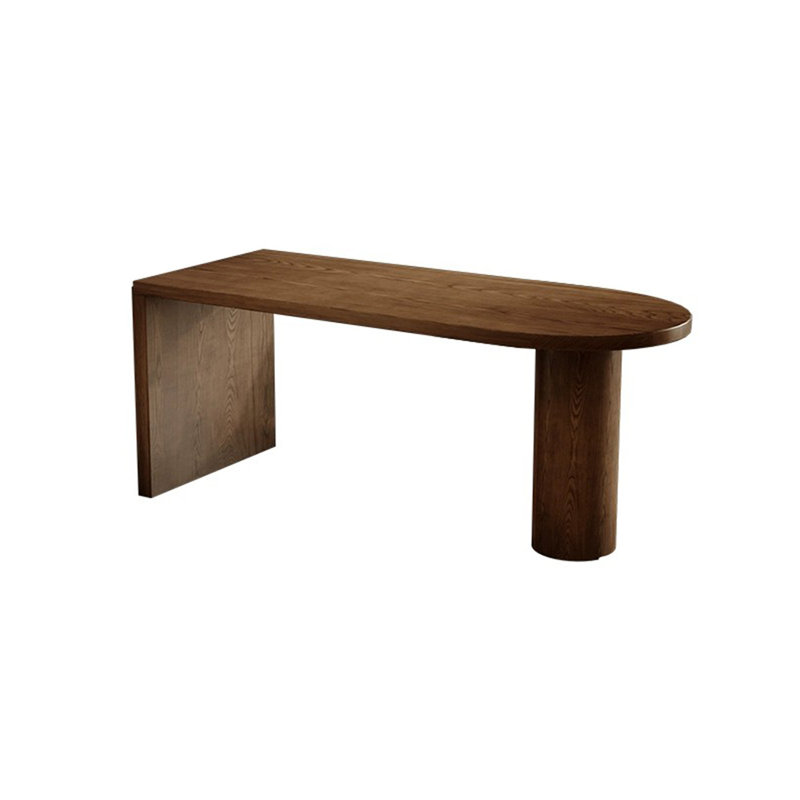 Un bureau brun en bois massif, H 29,53 po x l 70,87 po x P 23,62 po
