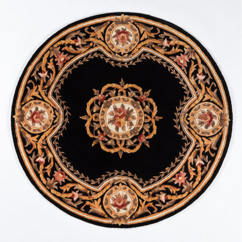 Alaqua Wool Floral Indoor Rug, Round 4'