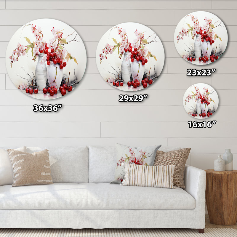 Cherry Simplicity - Art rond en métal, H 29 po x l 29 po