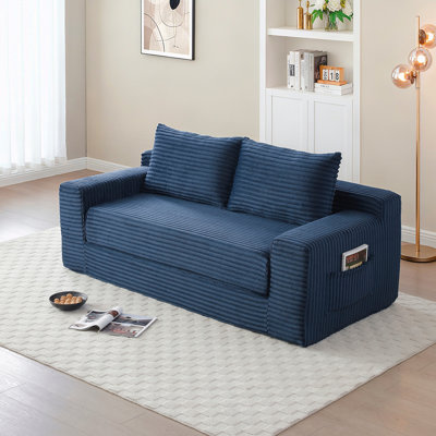 Foam Cloud Loveseat Sofa, 2 in 1 Convertible Folding Couch Bed, No Assembly Floor Lounge Sofa for Apartment Office Bedroom Living Room