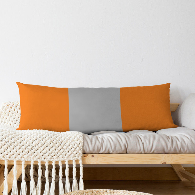 Abel Polyester Medium Pillow, Orange/Silver/Orange