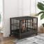 Caisse pour chien robuste en métal, cage à deux portes avec roues verrouillables et plateau amovible, gris