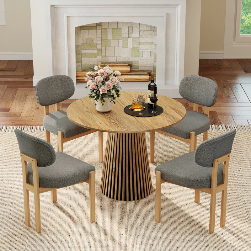 Ensemble de table de salle à manger ovale extensible, table de salle à manger ronde en panneau de fibres à densité moyenne de 39,37 à 70,87 po