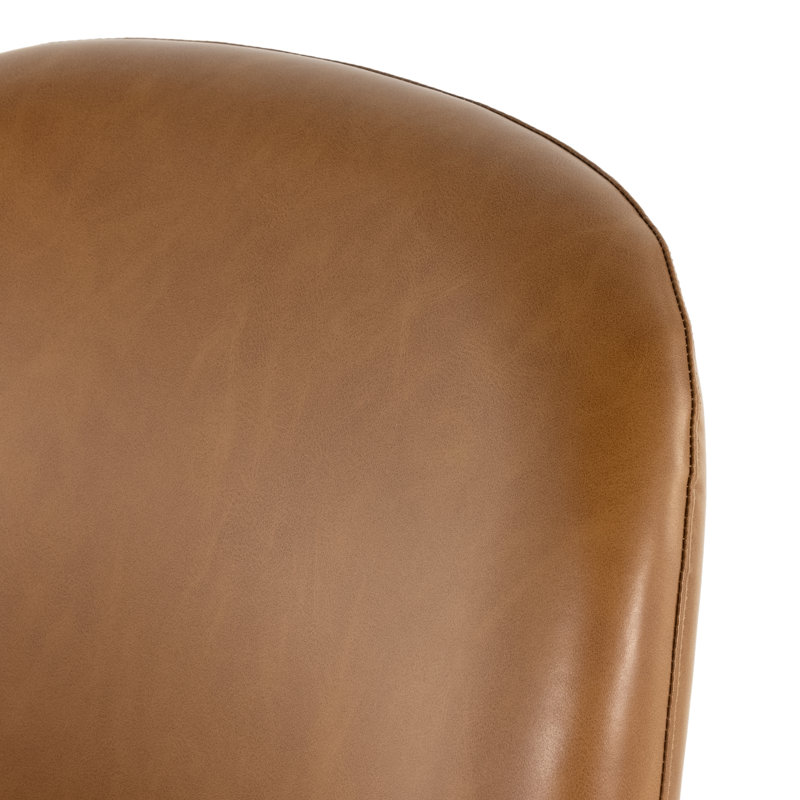Astrud Upholstered Stool with Metal Frame, Faux Leather Butterscotch/Camel, Counter Stool (25" Seat Height)