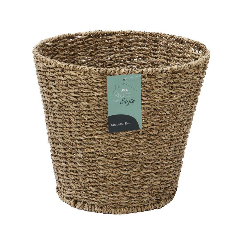 JVL SEAGRASS ON POWDER COATED IRON FRAME Decorative Bin