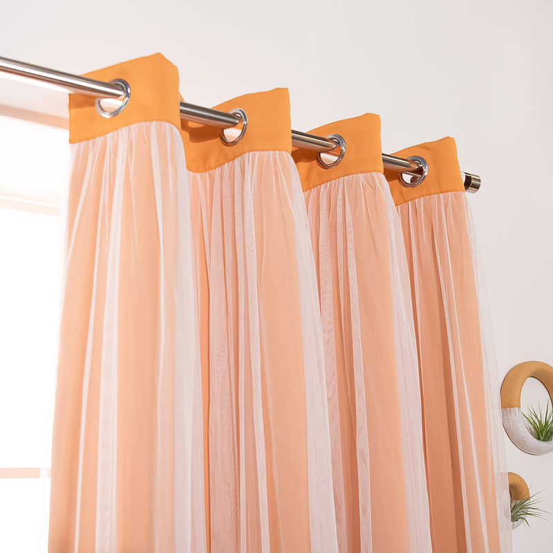Rideau occultant en polyester Croyden, Orange