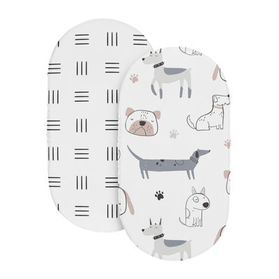 Cartoon Puppy 2 Pack Baby Bassinet Fitted Sheets by Sweet Jojo Designs