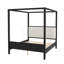 Grand lit plateforme à baldaquin en bois avec tête de lit tapissier