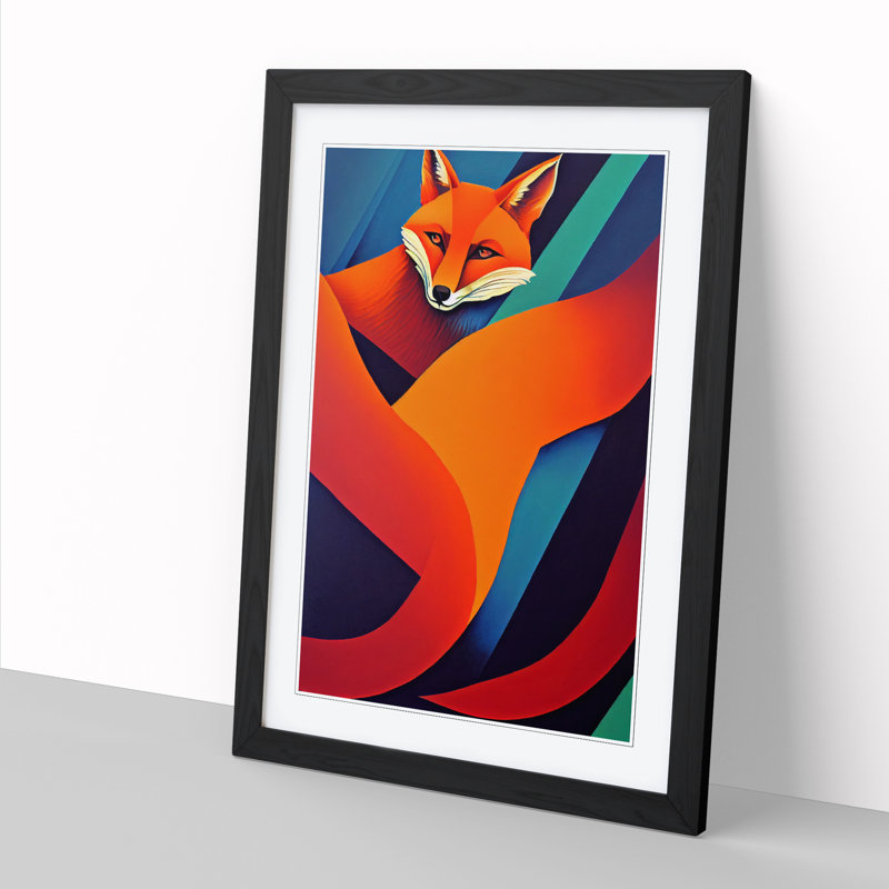 FRM-V0523-1029X Fox Painting Gouache Paint - Single Picture Frame Print, 34cm H x 25cm W x 2cm D, Oak Framed