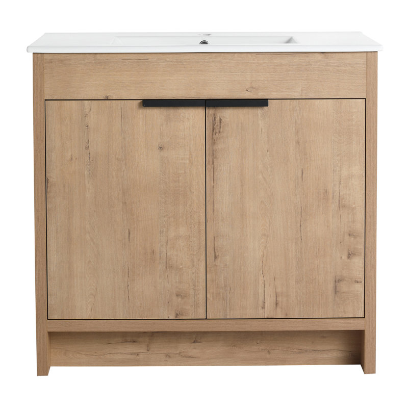 Armoire de salle de bain imitable en chêne avec fonction de fermeture en douceur - Bvb02436imo