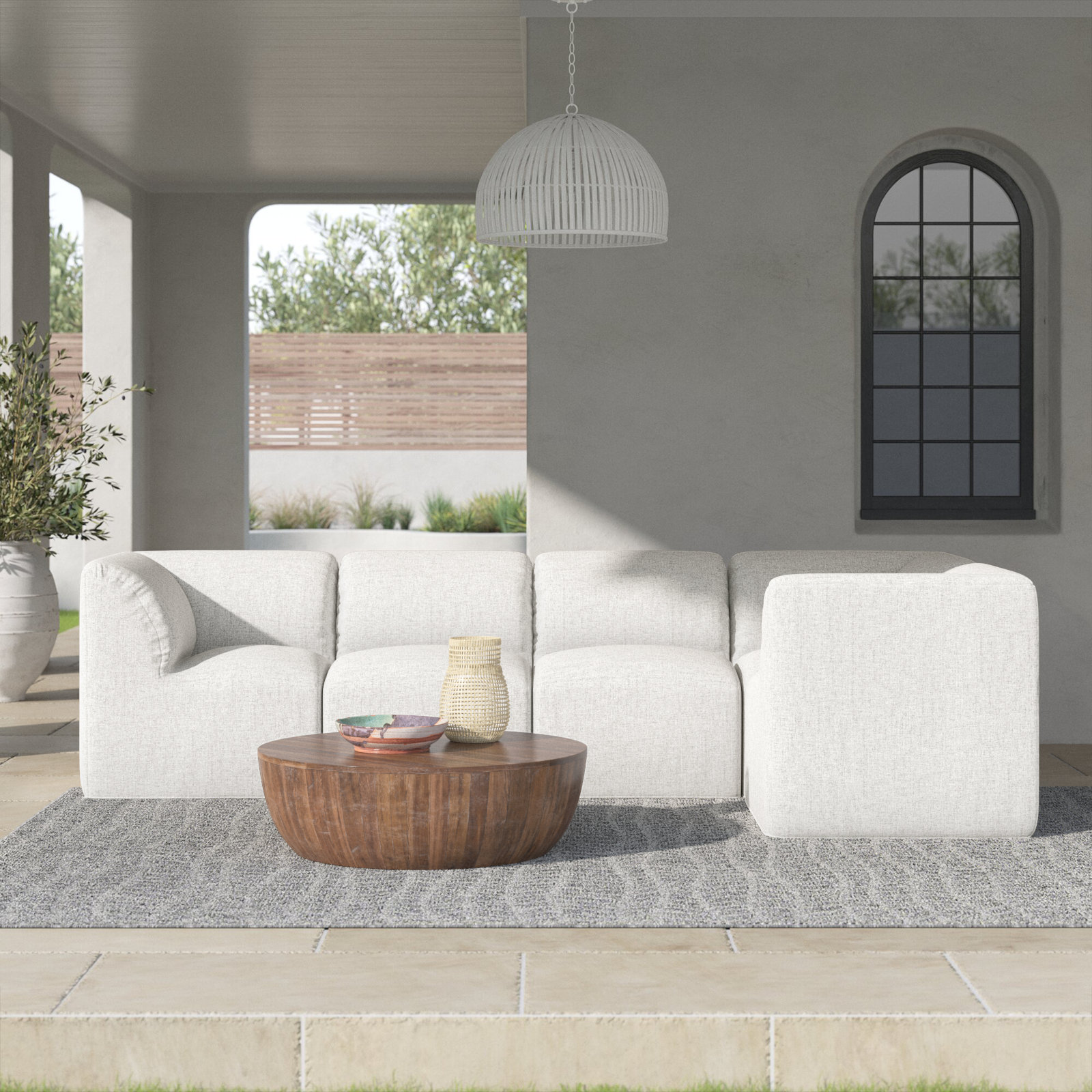 Praia 102" Sunbrella® Modular Outdoor Sofa, Canvas White Sunbrella® Canvas