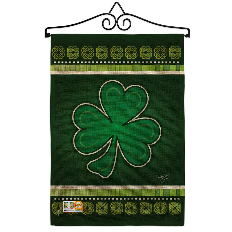 Drapeau de jardin en toile de jute 19 x 13 po Nar Shamrock