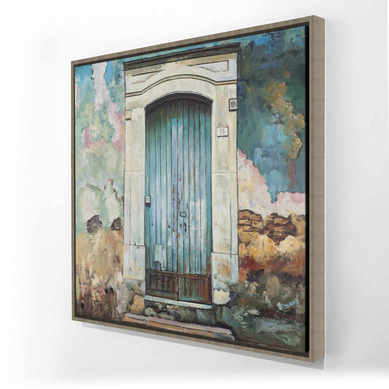 Porte bleue d'un vieux bâtiment - Toile encadrée, décoration intérieure