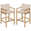 Ensemble de 2 tabourets d'extérieur en bois avec coussin beige