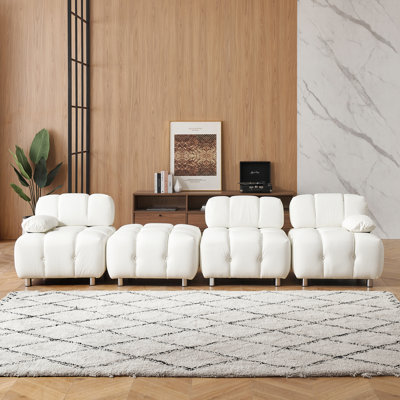 White 90.60 Inches, Waterproof And - Fouling, Easy To Clean, 3 Seat For Primary Living Space, Blend, Metal Legs, Sponge Filling, Pillow Provided Inch Modern , Fouling Comfortable,