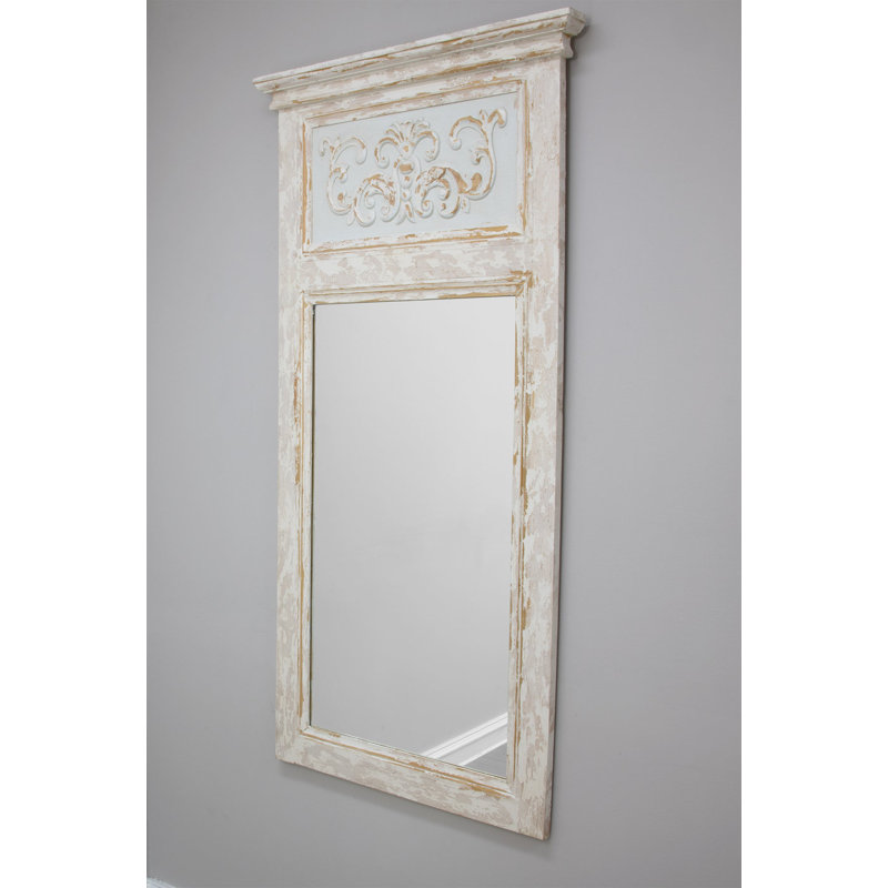 Romeo Flat Solid Wood Wall Mirror, Gray/Brown