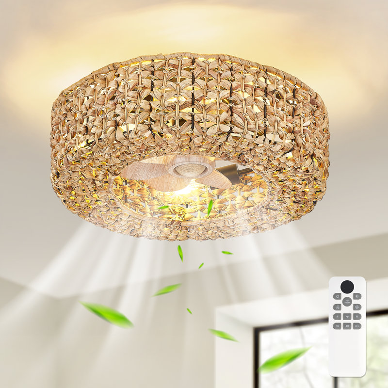 Ventilateur de plafond 20 po à profil bas avec ensemble d'éclairage et télécommande