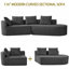 Canapé modulaire incurvé 116 po 2 pièces en chenille de 116 po avec 4 coussins-2097603117-2097603114