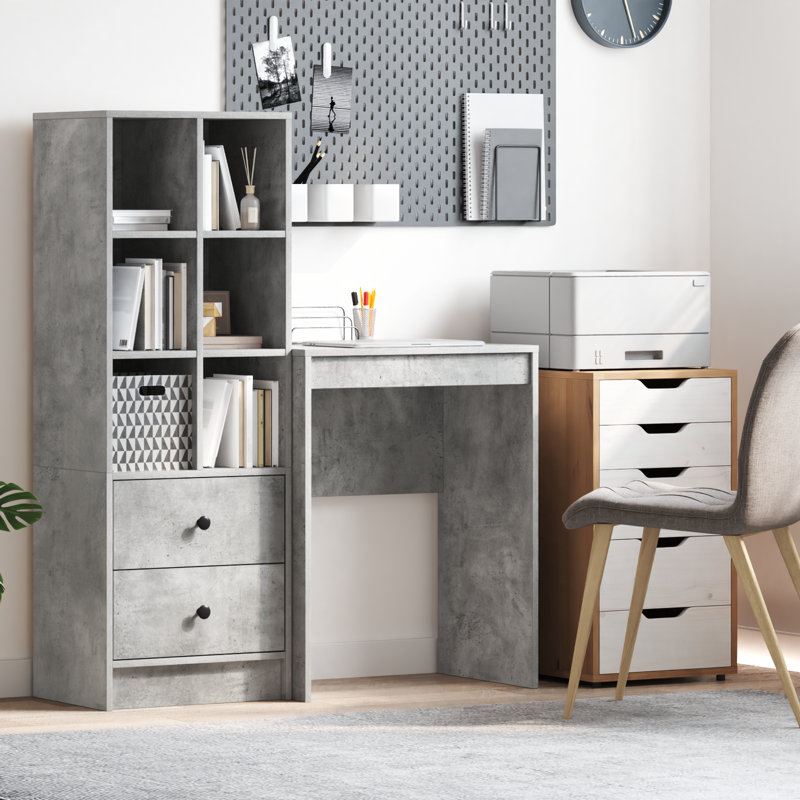 Writing Desk Particle Board 76 Cm, 76cm H x 60cm W x 40cm D, Concrete Grey
