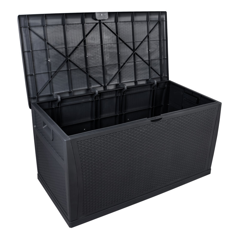 Winado 47 " W 0 Gallons Water Resistant Plastic and Resin Lockable Deck Box, Black