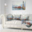 Bateaux de pêche dans le port - Coussin décoratif à imprimé paysage
